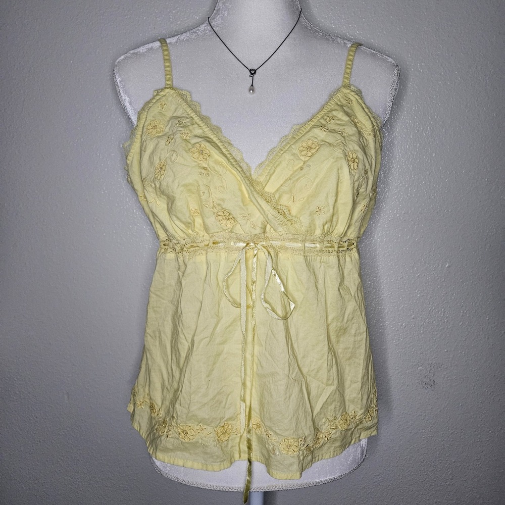 Fashion Bug Yellow Floral Sequin Embroidered Camisole Tank Top